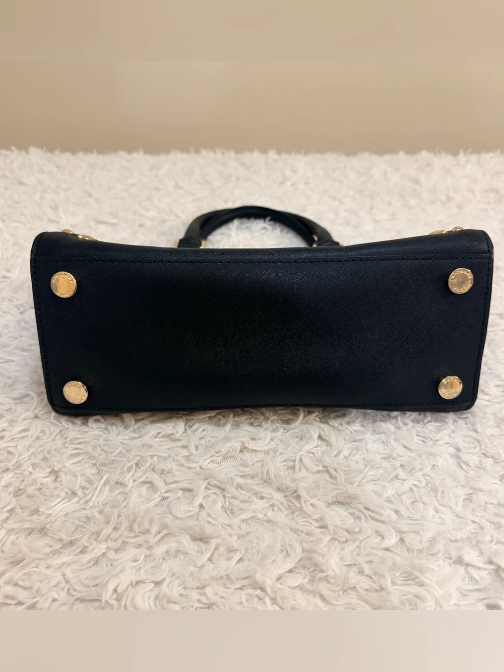 Michael Kors Selma Medium Studded Floral Satchel In Black Saffiano Leather